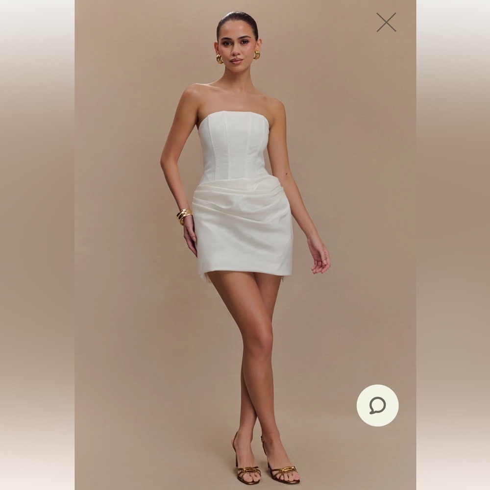 Meshki Sasha
Taffeta Strapless Corset Mini Dress - White